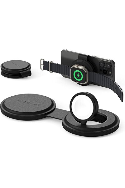 Satechi OntheGo™ 2-in-1 Foldable Qi2 15W Charger, Black | Wireless Travel Cha...