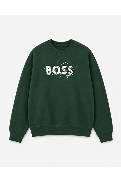 herkesemoda Printed Detailed Embroidered 2 Thread Crew Neck Sweatshirt