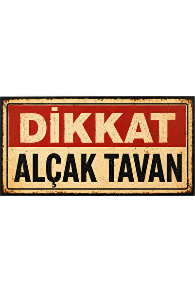 Lucena Retro Caution Low Ceiling Metal Warning Sign Decorative Vintage Signag...