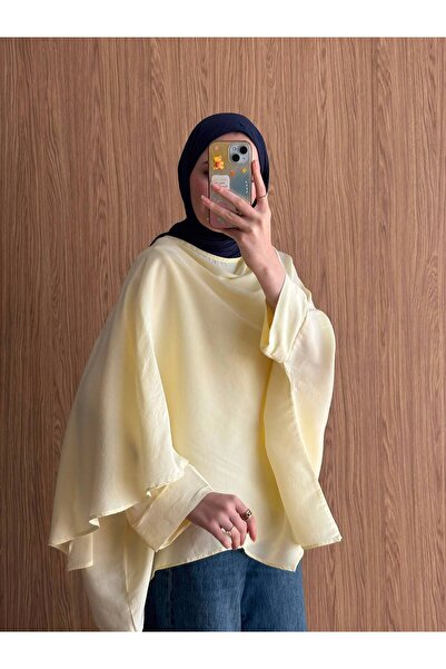 QUWİQ Women's Bat Sleeve Shawl Collar Hijab Shirt