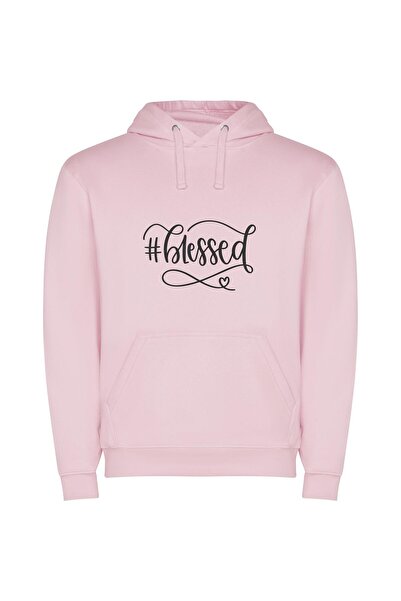 iLovePrints Blessed in Elegant Simplicity Φούτερ με κουκούλα σε χρώμα Ροζ
