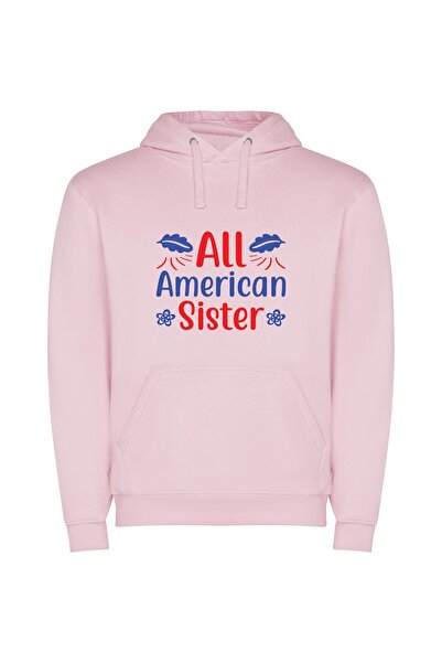 iLovePrints American Sister's Patriotic Sign Φούτερ με κουκούλα σε χρώμα Ροζ