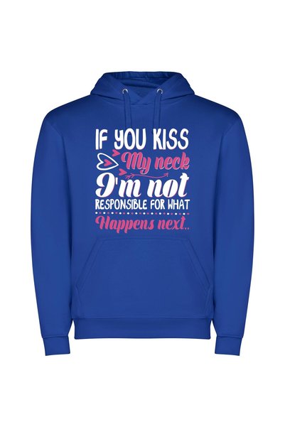 iLovePrints Provocative Lip Locked Poster Φούτερ με κουκούλα σε χρώμα Μπλε