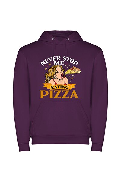 iLovePrints Pizza Passion Unleashed Φούτερ με κουκούλα σε χρώμα Μωβ
