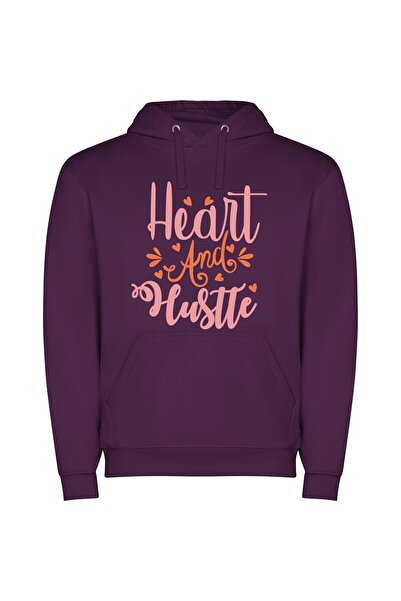 iLovePrints Pink Heart Hustlers: Clean Design Φούτερ με κουκούλα σε χρώμα Μωβ