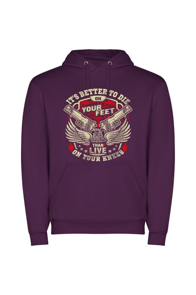 iLovePrints Defiant Freedom: Detailed Militia Φούτερ με κουκούλα σε χρώμα Μωβ