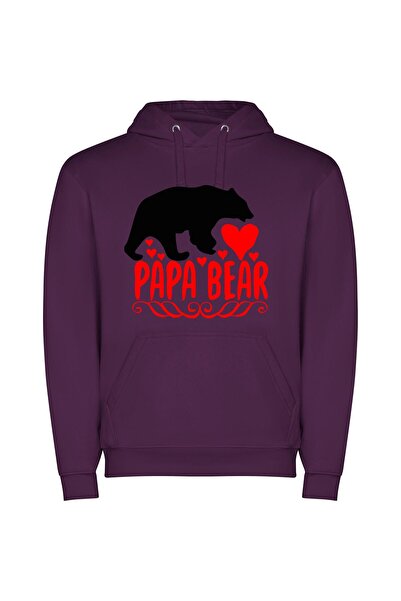 iLovePrints Heartfelt Bear Family Art Φούτερ με κουκούλα σε χρώμα Μωβ