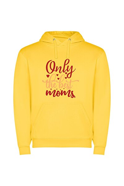 iLovePrints Elite White Background Moms Φούτερ με κουκούλα σε χρώμα Κίτρινο