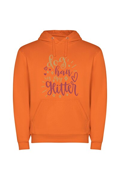 iLovePrints Glamorous Glitter Hair Φούτερ με κουκούλα σε χρώμα Πορτοκαλί