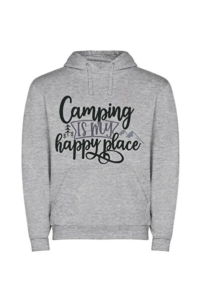 iLovePrints Camping Joy Zone Φούτερ με κουκούλα σε χρώμα Γκρι