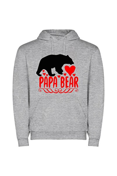 iLovePrints Heartfelt Bear Family Art Φούτερ με κουκούλα σε χρώμα Γκρι