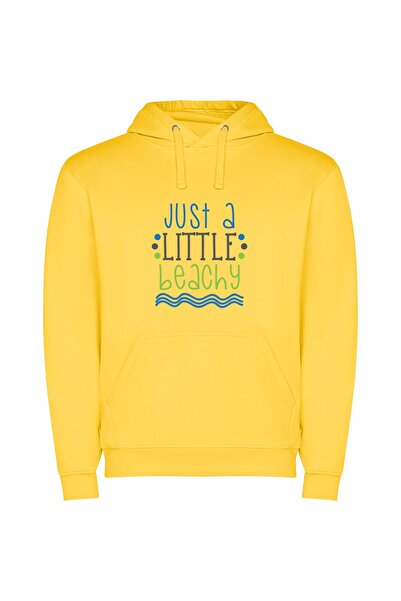 iLovePrints Beachy Blissful Whimsy Φούτερ με κουκούλα σε χρώμα Κίτρινο