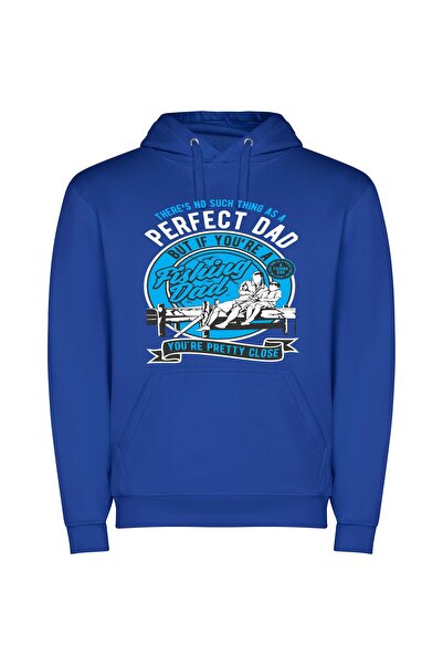 iLovePrints Elegant Angler's Artwork Φούτερ με κουκούλα σε χρώμα Μπλε