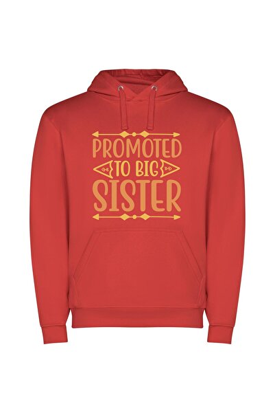 iLovePrints Sisters' Joyful Bond Φούτερ με κουκούλα σε χρώμα Κόκκινο