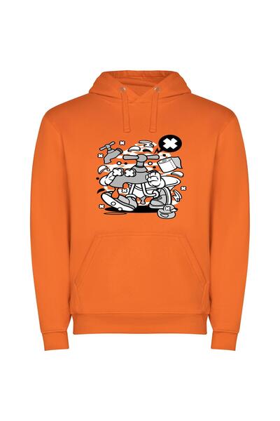 iLovePrints Scooter Man: Vector Noir Φούτερ με κουκούλα σε χρώμα Πορτοκαλί