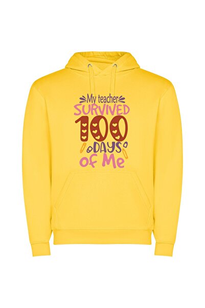 iLovePrints 100 Days: Teacher Triumphs Φούτερ με κουκούλα σε χρώμα Κίτρινο