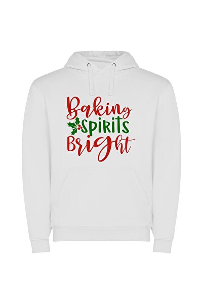 iLovePrints Twinkling Holiday Inspiration Φούτερ με κουκούλα σε χρώμα Λευκό