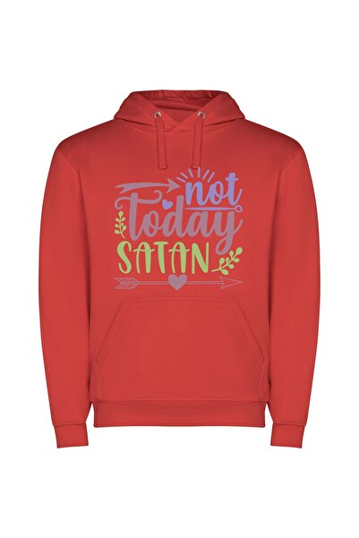 iLovePrints Satan's Defiance, Holy Art Φούτερ με κουκούλα σε χρώμα Κόκκινο