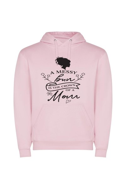 iLovePrints Crowning Mom's Messy Elegance Φούτερ με κουκούλα σε χρώμα Ροζ