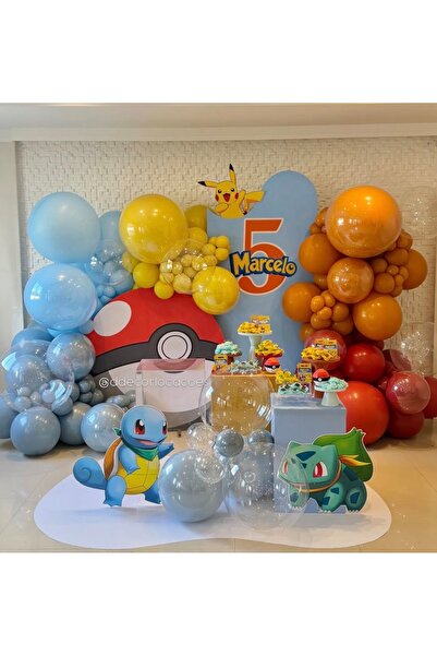 Çemrek Süs Parti Red Blue Yellow Orange Balloon Chain Set 55 Pcs
