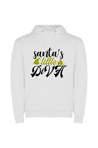 iLovePrints Santa's Diva Kid Parade Φούτερ με κουκούλα σε χρώμα Λευκό