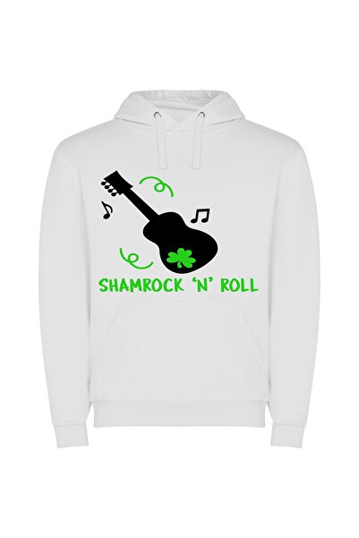 iLovePrints Shamrock Rockin' Strings Φούτερ με κουκούλα σε χρώμα Λευκό