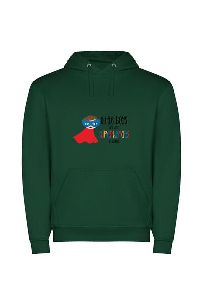 iLovePrints Colorful Hero Boy Φούτερ με κουκούλα σε χρώμα Πράσινο