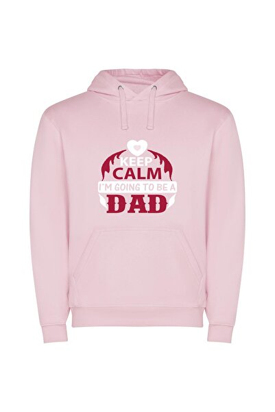 iLovePrints Expectant Dad: Calm & Cool Φούτερ με κουκούλα σε χρώμα Ροζ