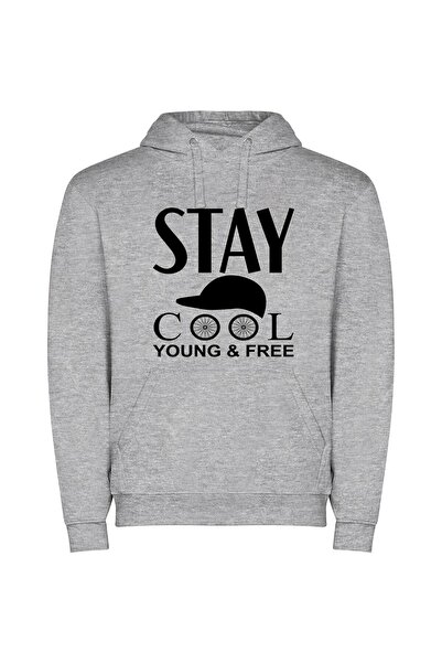 iLovePrints Cool Free Young Style Φούτερ με κουκούλα σε χρώμα Γκρι