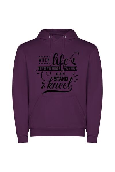 iLovePrints Kneel, Embrace True Life Φούτερ με κουκούλα σε χρώμα Μωβ