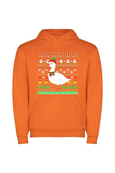 iLovePrints Festive Fowl Fashion Fiesta Φούτερ με κουκούλα σε χρώμα Πορτοκαλί