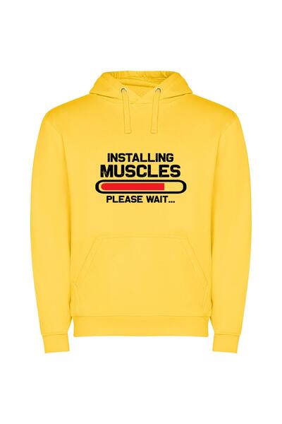 iLovePrints Muscle Magic Unleashed Φούτερ με κουκούλα σε χρώμα Κίτρινο