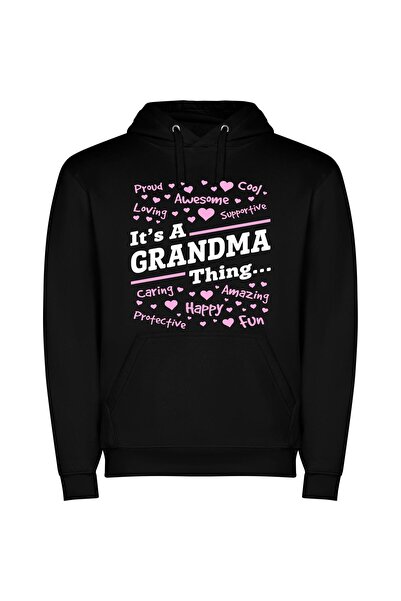iLovePrints Grandma's Proud Legacy Φούτερ με κουκούλα σε χρώμα Μαύρο