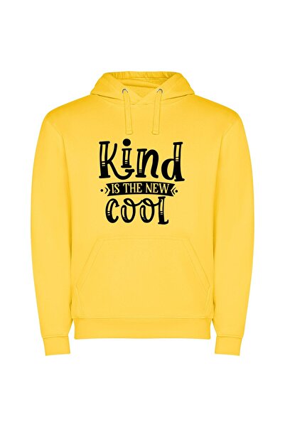 iLovePrints Kind is the New Cool Φούτερ με κουκούλα σε χρώμα Κίτρινο