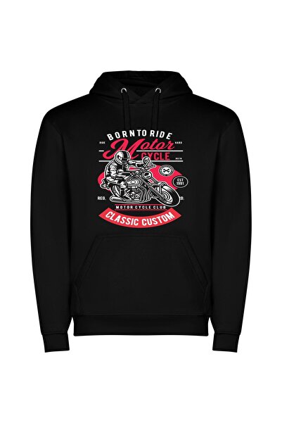 iLovePrints Logo Zoom: Illustrator Motorcycles Φούτερ με κουκούλα σε χρώμα Μαύρο