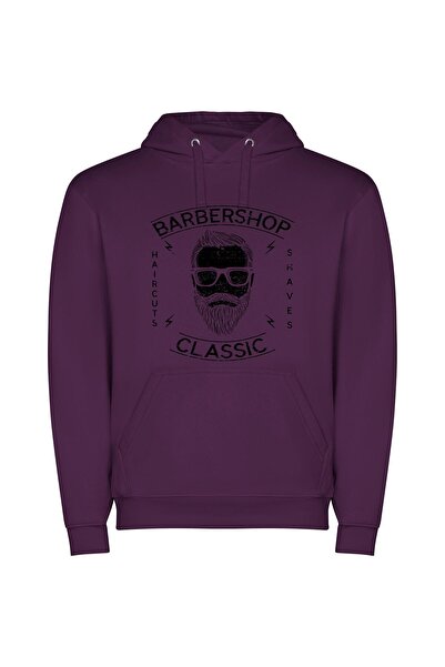 iLovePrints Monochrome Bearded Brilliance Φούτερ με κουκούλα σε χρώμα Μωβ