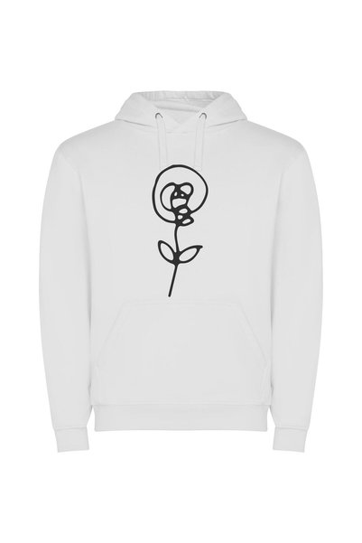 iLovePrints Whimsical Line Blossom Φούτερ με κουκούλα σε χρώμα Λευκό