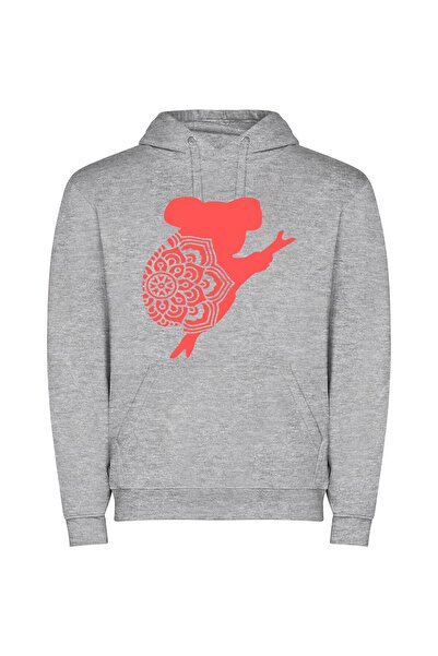 iLovePrints Floral Elegance: Silhouette Art Φούτερ με κουκούλα σε χρώμα Γκρι