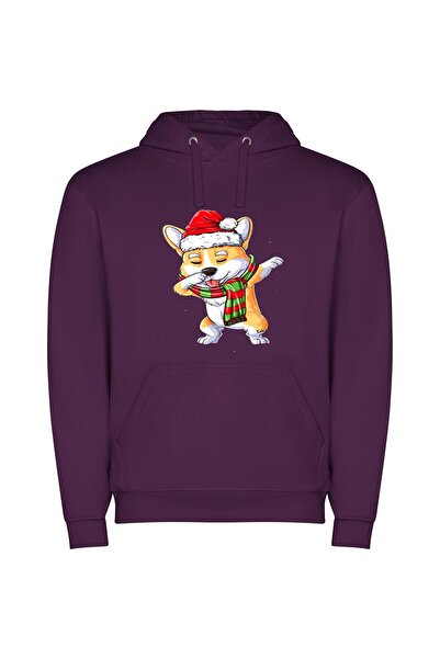 iLovePrints Festive Canine Sticker Collection Φούτερ με κουκούλα σε χρώμα Μωβ