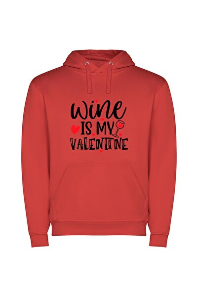 iLovePrints Glamorous Wine Affair Φούτερ με κουκούλα σε χρώμα Κόκκινο
