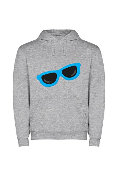 iLovePrints Blue Shades of Style Φούτερ με κουκούλα σε χρώμα Γκρι