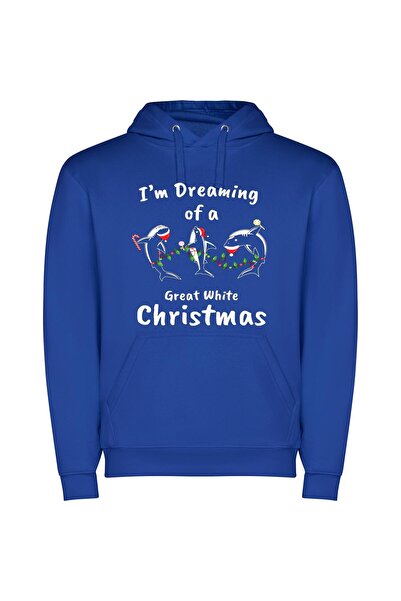 iLovePrints White Christmas Coloring Delights Φούτερ με κουκούλα σε χρώμα Μπλε