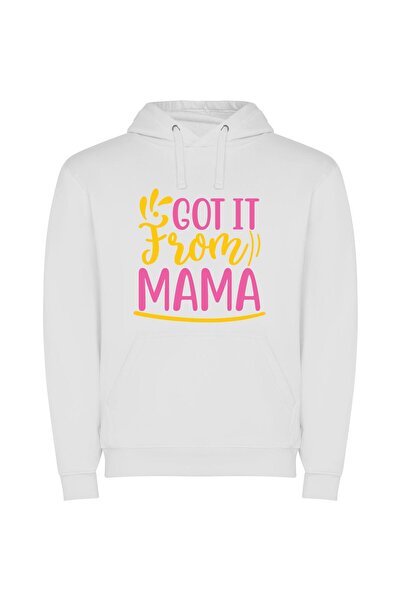iLovePrints Mama's Print Fresh Front Φούτερ με κουκούλα σε χρώμα Λευκό