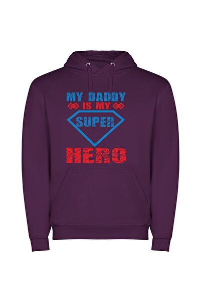 iLovePrints Superhero Dad: My Champion Φούτερ με κουκούλα σε χρώμα Μωβ