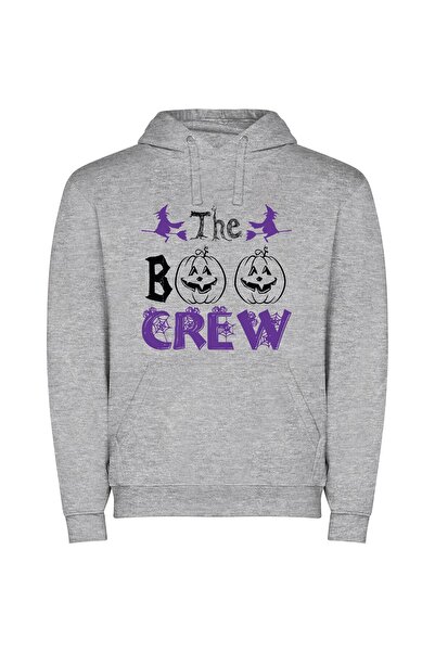 iLovePrints Spooky Halloween Pumpkin Tower Φούτερ με κουκούλα σε χρώμα Γκρι