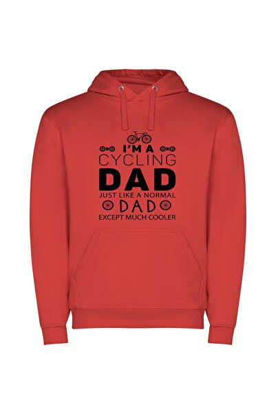 iLovePrints Cycling Cool Dad Vibes Φούτερ με κουκούλα σε χρώμα Κόκκινο