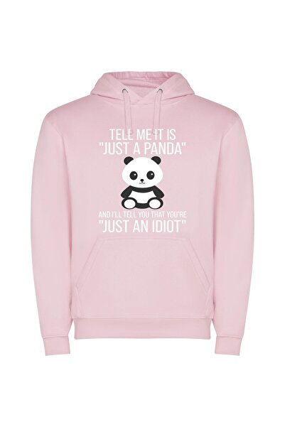 iLovePrints Charming Monochrome Panda Φούτερ με κουκούλα σε χρώμα Ροζ