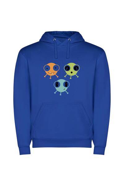 iLovePrints Colorful Cute Corona Crew Φούτερ με κουκούλα σε χρώμα Μπλε
