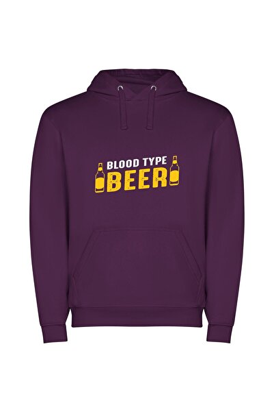 iLovePrints Brewed Elegance: Beer Delight Φούτερ με κουκούλα σε χρώμα Μωβ