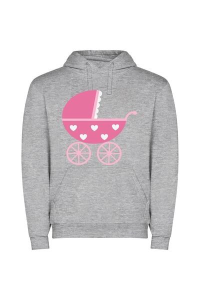 iLovePrints Charming Heart-Studded Baby Carriage Φούτερ με κουκούλα σε χρώμα ...